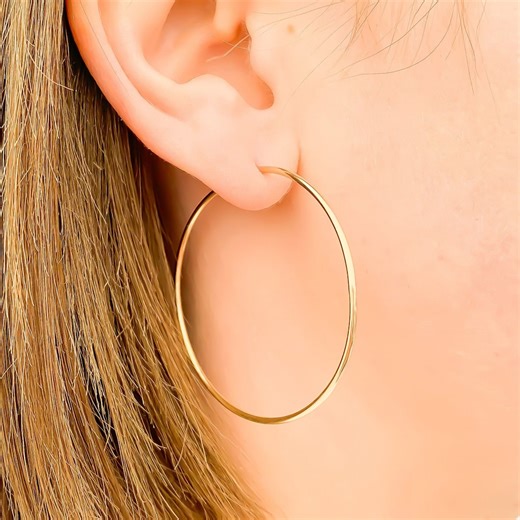 Buy 14k Gold Filled Hoop Earrings, 45mm Online in India - Etsy