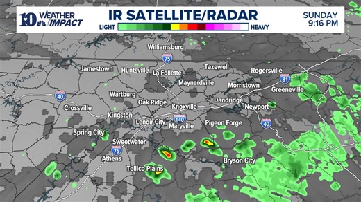 6.8K views · 42 reactions | RADAR UPDATE (8/31 - 9:55p) | Spotty showers will continue in the Smokies through about midnight. Expect brief heavy rain and 30 to 40 mph wind gusts. | WBIR Weather | Facebook