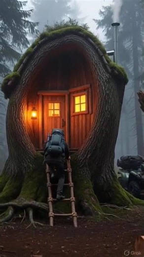 Hidden Treehouse in a Giant Forest Tree 🌲 | Ultimate Cozy Survival Cabin