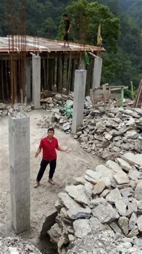 Foundation of buildings in hilly terrain #constructionchannel #construction #foundationwork #cement