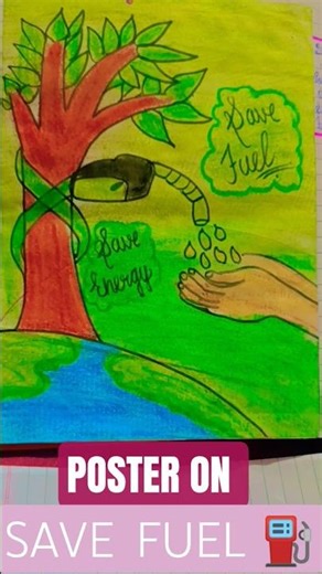 Easy Poster on Save Fuel . Easy to draw for kids #safefuel