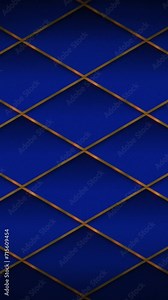 Abstract luxury four corner polygon rhombus grid gradient of navy blue color in seamless loop pattern animation moving from down to up. rhombus golden frame pattern grid award and luxury background.