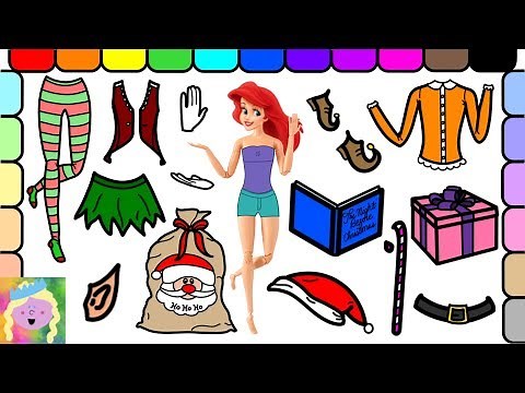Play Dress Up With Disney Princess Ariel | Ariel is a Christmas Elf | Learn Colors | Learn Clothing