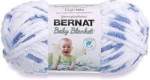 Bernat Baby Blanket Yarn, 3.5 oz, Gauge 6 Super Bulky, Little Denim Print
