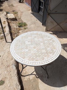Handmade Moroccan Mosaic Table: Rustic Beige Handcraft Round Patio Garden Table - Etsy