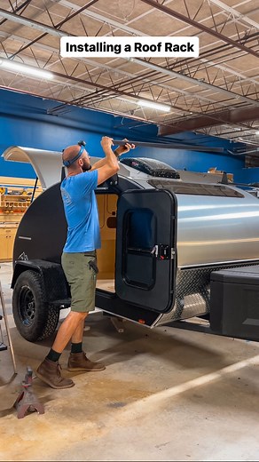Daniel & Paige Doherty | DIY Campers on Instagram: "Tips to install a Roof Rack👇 I know, it’s scary to put holes in your perfectly waterproofed teardrop, but don’t worry. You’ll seal it back up! Depending on what brackets/roof rack you choose, it may be a little different so today we’ll cover a few basics: 1. Make sure you’ll clear your roof thickness with your Brackets. If your roof is 1/8” plywood interior and exterior sheets with 1-1/2” spars give yourself at least 2” from the roof trim. 2. 