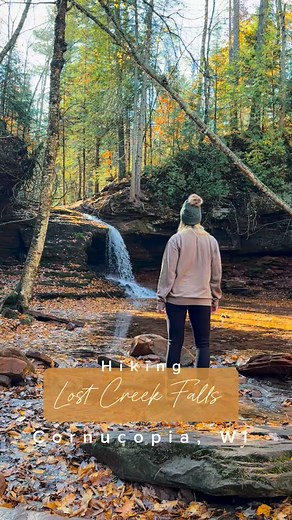 量Hike Lost Creek Falls near Cornucopia, WI when visiting Bayfield,...