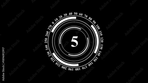 10 Second Countdown Timer HUD Animation with Futuristic Digital Interface Elements for Video Production.