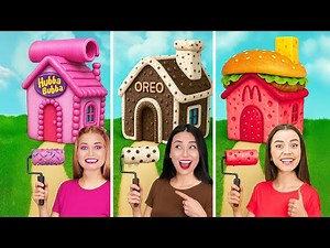 One Colored House Challenge! Crazy Room Makeover & Colorful DIYs by 123 GO! FOOD