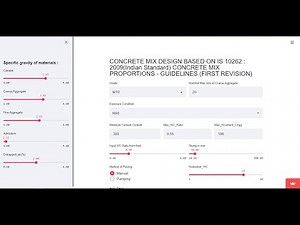 Concrete Mix Design Dashboard Using #Streamlit #Python