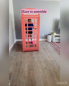 British Vintage London Telephone Booth Cast Iron Replica, Phone Box for Wedding Decor, Garden, Event, Party, Photo Prop, Indoor Outdoor Use red (Pink, 3ft Tall)