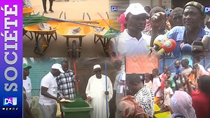 Fallou Kébé offre des bacs à ordures des, pelles, brouettes et râteaux et invite les leaders Kaolackois à se rapprocher des populations