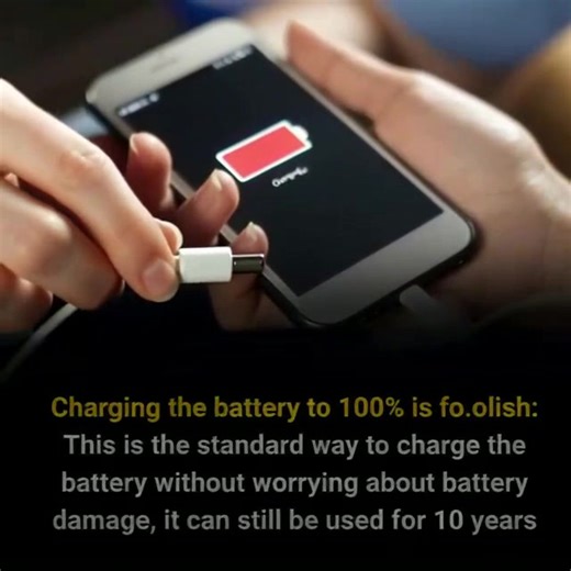 170K views · 63 reactions | Charging the battery to 100% is foolish: This is the standard way to charge the battery without worrying about battery damage, it can still be used for 10 years | Video Feed | Facebook