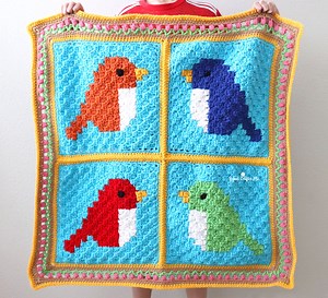 Crochet C2C Bird Blanket - Repeat Crafter Me