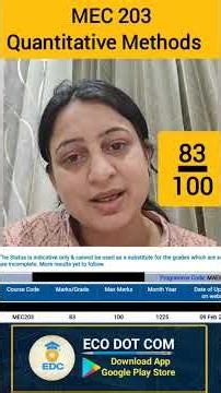 IGNOU Result December 2026 | MEC 203 Quantitative Methods 83 Marks | MA ECONOMICS IGNOU