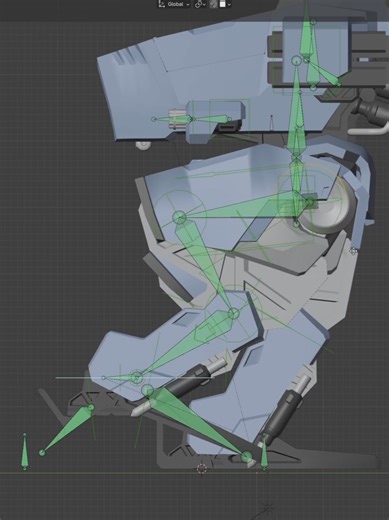 Battle Mech Toe Rig 🦿 Made some additional bones for the toes. They will always fall down onto the ground. Pretty easy to make with rigify and shrinkwrap constraints. #rigging #anime #blender
