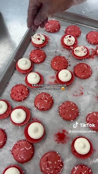 Candy cane 🤝 macarons #candycane #macarons #jrcmacarons #winnipegbakery #jennaraecakes