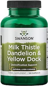 Swanson Milk Thistle, Dandelion & Yellow Dock - Herbal Liver Support Supplement - Natural Supplement Helping to Maintain Overall Health & Wellbeing - (120 Capsules) (1 Pack)