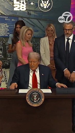 President Donald Trump signed an executive order Tuesday to establish a new task force to help oversee the 2028 Summer Olympics in Los Angeles. He will serve as chair of the new task force. Full story linked below | ABC7 News