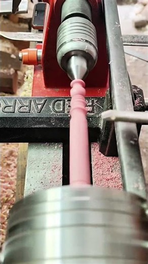 Set up a lathe to shape the handle and holder of a very hard and sturdy door made of wood #shorts