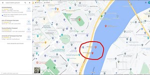 Neyland Stadium goalposts showing up on Google maps... in Tennessee River