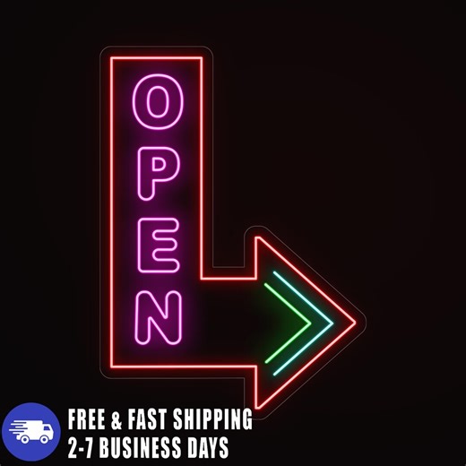 Waterproof LED Neon Open Sign With Arrow, Outdoor Business Advertising Lights - Etsy