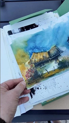 A flip through my drawing folder #inkdrawing #watercolour