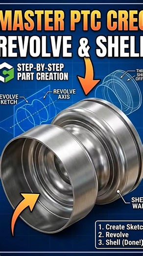 Unlock The Revolve & Shell Feature!!#ptccreo #cad #shorts