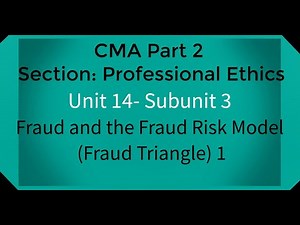 CMA part 2 Lec. 62 Unit 14 Subunit 3 Fraud and the Fraud Risk Model ( Fraud Triangle ) 1