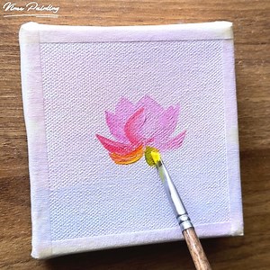 4.5K views · 59 reactions | lotus flower acrylic painting 覆. Canvas size-(4✖️4)inch. Thankyou ❤️ | Vinee Painting | Facebook