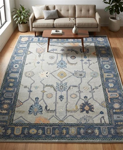 Hand Tufted Blue Oushak Rug Large Modern Turkish Wool Area Rug for Living Room - Etsy
