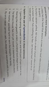 Explain the use of synecdoche in these sentences:I gave the w... | Filo