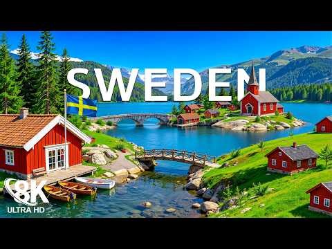 Sweden 8K | Nordic Paradise – Crystal Lakes, Red Houses & Scenic Nature Views