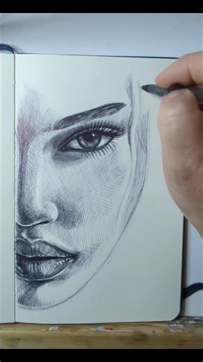 Half face fast drawing in ballpoint pen 🖤
