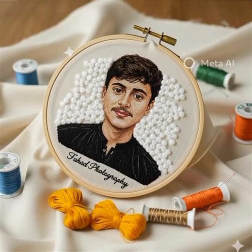 Realistic Hand-Embroidered Portrait of a 17-Year-Old