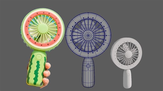 Maya场景道具“手持风扇”模型从零建模教学，布线、卡线技巧知识