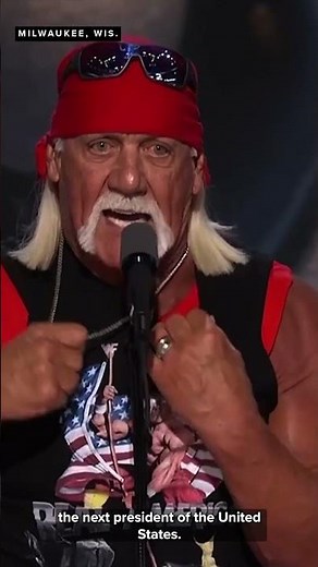 Professional entertainer, wrestler Hulk Hogan rips his shirt off at RNC Day 4