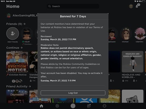 Alex gaming roblox has been banned :D