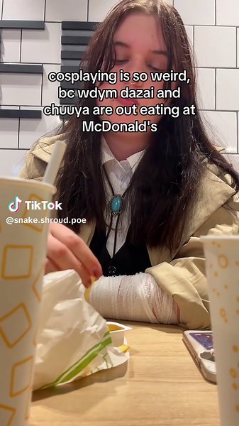 Cosplaying Dazai and Chuuya at McDonald's