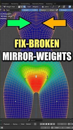 Blender: FIX Mirror Weight Painting Error