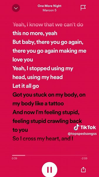 One More Night - Maroon 5 Song Lyrics