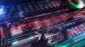Data on stock markets in animated infographics.