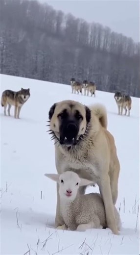 One Kangal. Four Wolves. One Lamb. ❄️🐺🐕