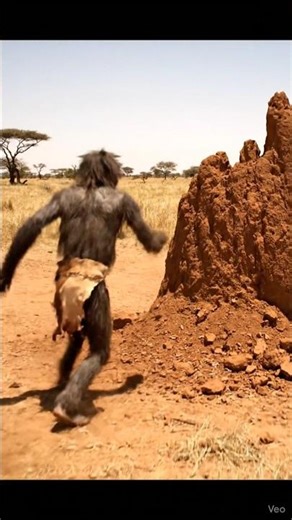 Early Hominid Searching Termite Mound for Food | Active Primitive Survival