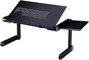 Adjustable Lap Desk Laptop Computer Portable Multifunctional Ergonomic Vented Table Stand Tray Mount Holder(420 * 260mm with Mouse Pad, Black)