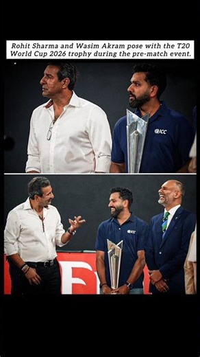 Hitman and Wasim Akram Pose With T20 WC Trophy 🔥