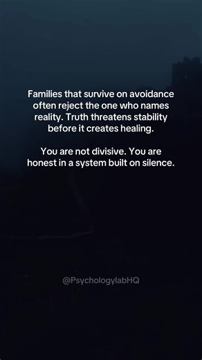 Honesty is dangerous in systems built on avoidance. Share this with someone breaking cycles. #psychologylabHQ #familydynamics #truthtelling #healingprocess #traumainformed