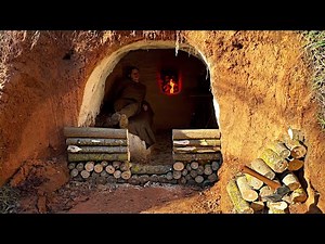Building a Cave, Primal Shelter | Cozy and Warm House Underground with Stove, Bushcraft Construction
