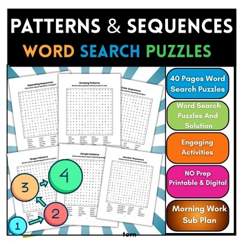 Fun Patterns And Sequences Word Search Activities Morning Work 4th,5th,6th,7th