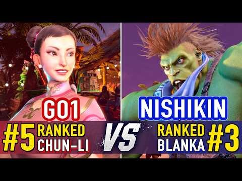 SF6 🤜 GO1 (#5 Ranked Chun-Li) vs NISHIKIN (#3 Ranked Blanka) 🤛 SF6 High Level Gameplay